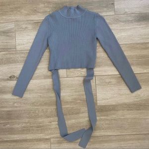 Zara ribbed mock neck open back sweater